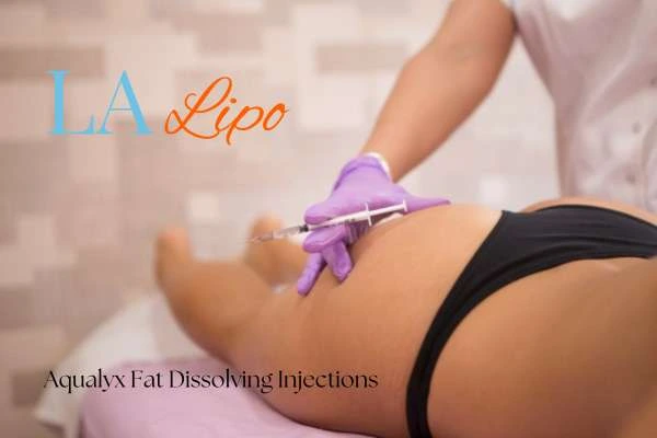 Woman having fat dissolving injections Avon on thighs