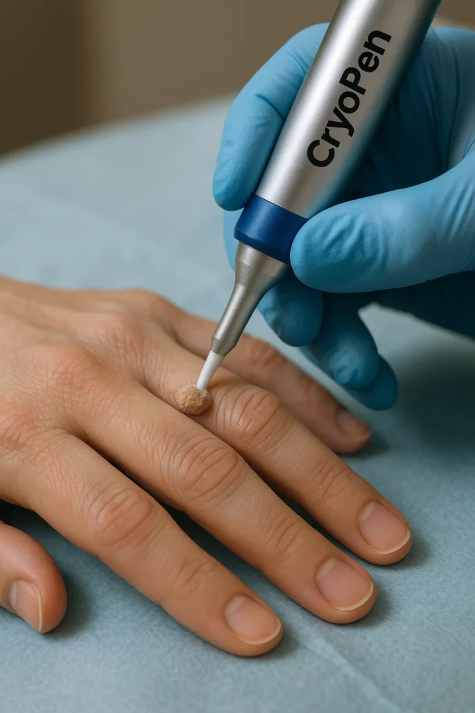 example of cryopen wart removal Avon treatment on a persons finger