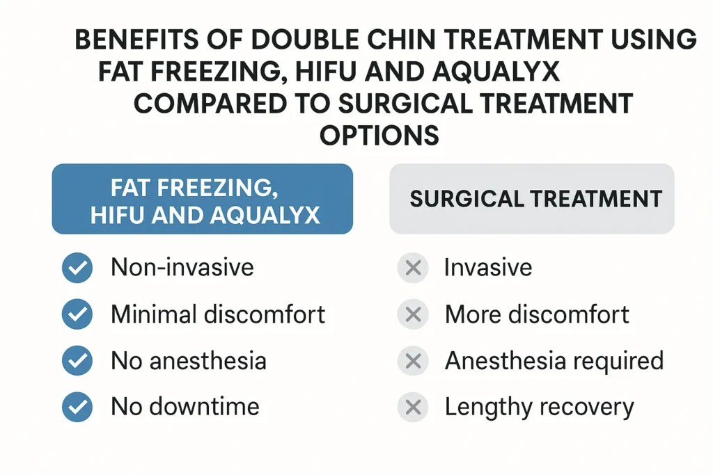 Graphic about the benefits of double chin treatment Avon - from LA LIPO