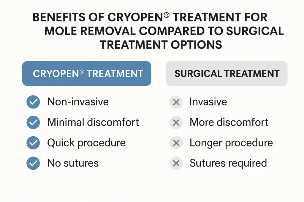 Benefits of professional mole-removal assessment at LA LIPO Avon