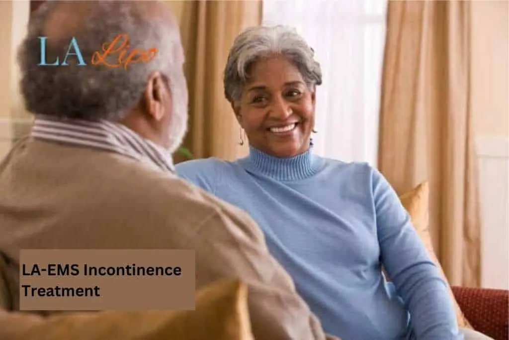 Couple sat smiling at each other - LA-EMS treatment Avon