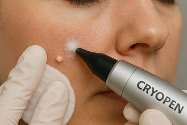 Woman receiving milia removal treatment Avon
