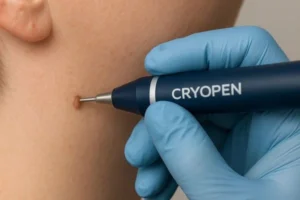 Person receiving skin tag removal Avon